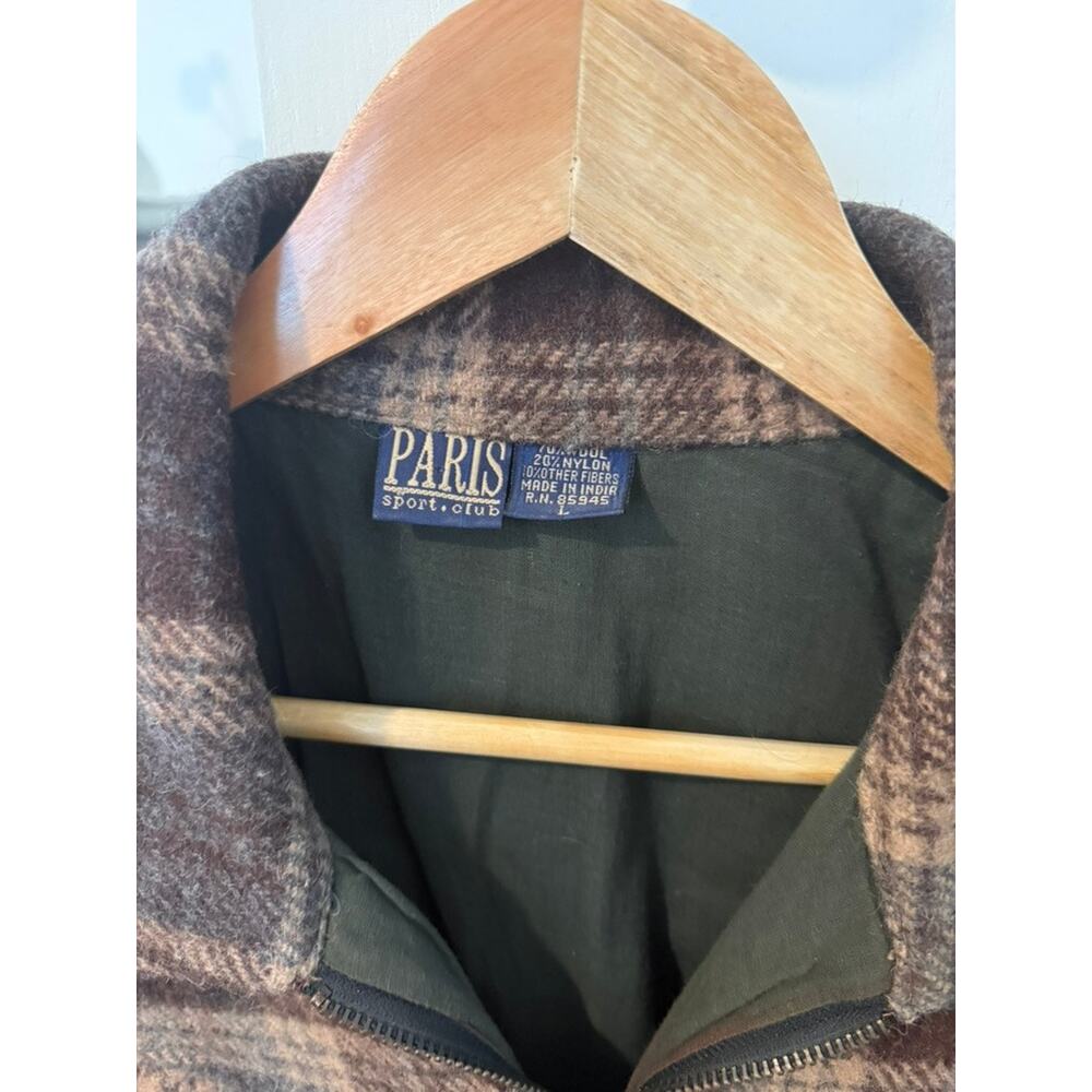 Vintage Wool Plaid Jacket Brown Cropped Utility Coat Cabin Core Grunge ✨ - Picture 3 of 7